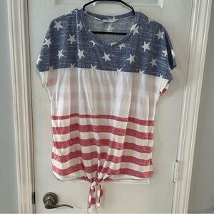 Women's Star-Spangled/Fourth of July Patriotic Tie Front Top Medium